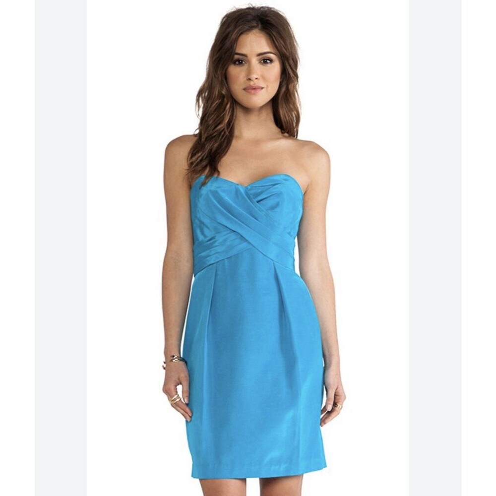 Shoshanna Women's Strapless Kira Dress Turquoise Blue USA Size 8 Homecoming Y2K - Picture 1 of 9